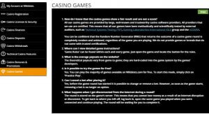 Wildslots FAQ screenshot
